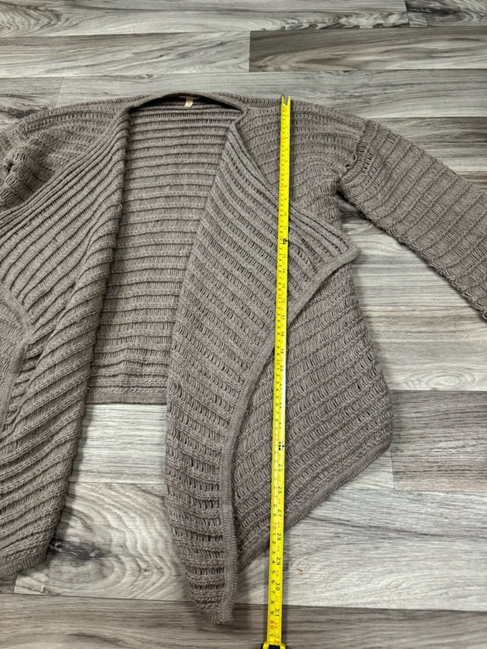 Garnet Hill 100% Baby Alpaca Open Front Drop Stitch Knit Drape Cardigan Medium